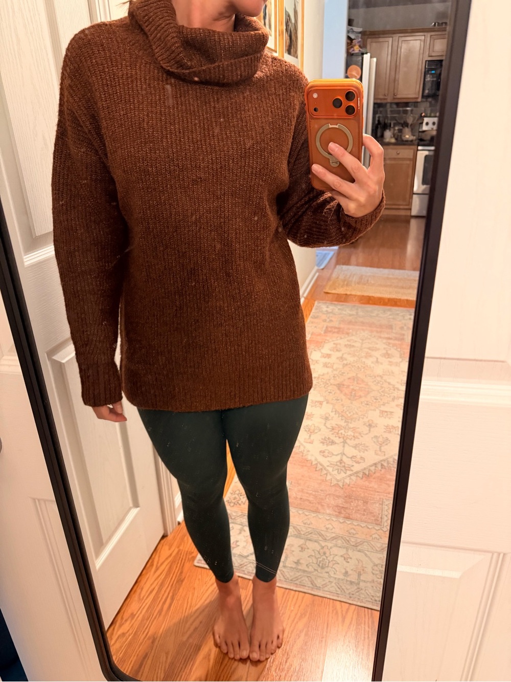 Cozy Brown Cowl-Neck Women's Sweater - medium